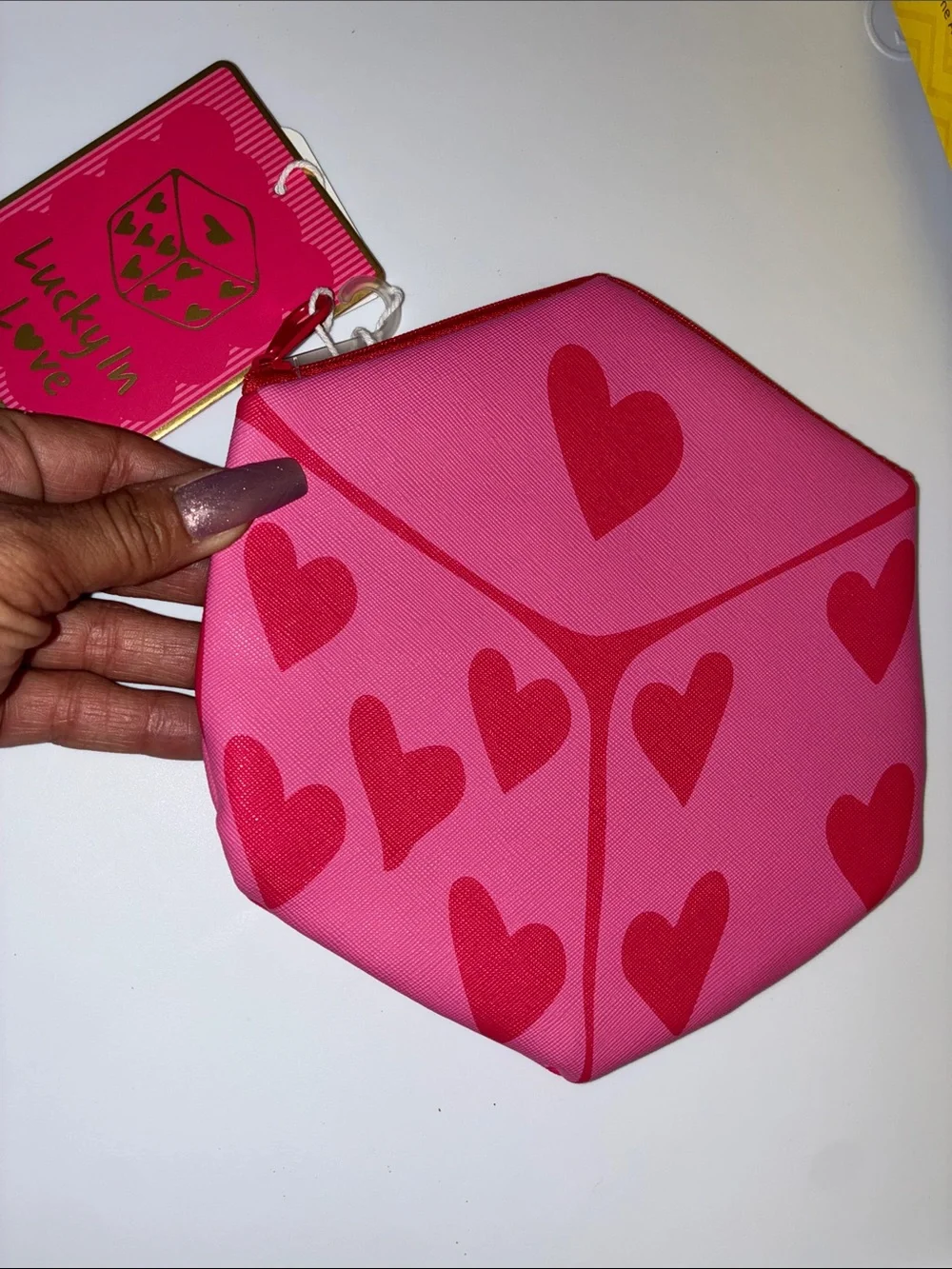 Pink dice cosmetic multi use pouch